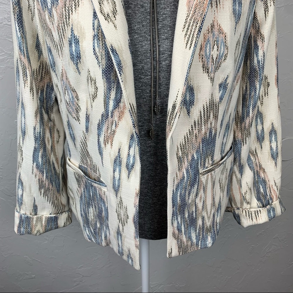 Chico’s Aztec Boho Western woven ikat open front Blazer 0 or Sm - Picture 3 of 9